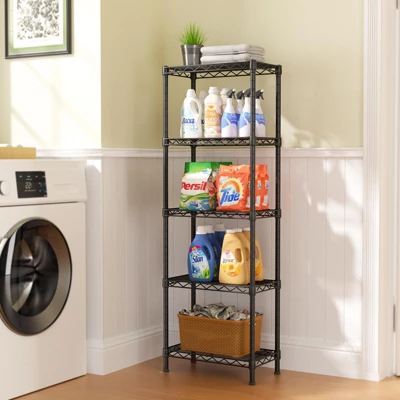 Itopfox 5-Tier Adjustable Wire Shelving Unit For Kitchen, Closet, Laundry, Bathroom, Pantry Organization With Narrow Mesh Gaps, Black 4 Itopfox 5-Tier Adjustable Wire Shelving Unit For Kitchen, Closet, Laundry, Bathroom, Pantry Organization With Narrow Mesh Gaps, Black - Image 4