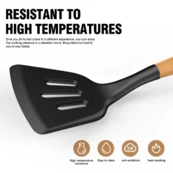 Itopfox Silicone Cooking Utensils Set With Wooden Handles, Heat Resistant Kitchen Tools For Non-Stick Cookware Includes Spatulas, Ladle, Whisk, Tongs 14 Itopfox Silicone Cooking Utensils Set With Wooden Handles, Heat Resistant Kitchen Tools For Non-Stick Cookware Includes Spatulas, Ladle, Whisk, Tongs -Kid's Home GUEST c8b81ae7 09b4 45d4 934a b36275e0ac10