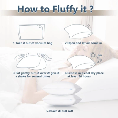 Itopfox Queen Size Pillows Set Of 2, Hotel Quality Cooling Pillows For Side Back Stomach Sleepers, Down Alternative Luxury Supportive Fluffy Pillows 5 Itopfox Queen Size Pillows Set Of 2, Hotel Quality Cooling Pillows For Side Back Stomach Sleepers, Down Alternative Luxury Supportive Fluffy Pillows - Image 5