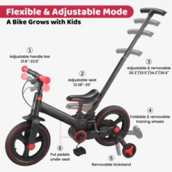 Itopfox 6-in-1 Foldable Toddler Bike With Push Handle, Training Wheels & Pedals For Kids 18-60 Months Adjustable Balance Bike For Boys & Girls -Kid's Home GUEST c96e0cac 71de 4230 a2e6 21fd3a459c75
