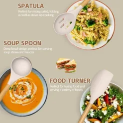 Itopfox 33-Piece Silicone Kitchen Utensil Set With Wooden Handles, Non-Stick Cooking Tools, Spatula, Ladle, Spoon, Tongs, Measuring Cup, Hooks & Mat -Kid's Home GUEST c9f35817 8043 42af 8c40 f28c9c5c5a95