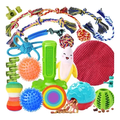Itopfox 25 Pack Puppy Dog Toys For Teething, Entertainment & Interaction, Chew Toys With Rope, Treat Balls And Squeaky Toys For Puppies & Small Dogs 6 Itopfox 25 Pack Puppy Dog Toys For Teething, Entertainment & Interaction, Chew Toys With Rope, Treat Balls And Squeaky Toys For Puppies & Small Dogs - Image 6