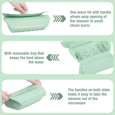 Itopfox Microwave Steamer, 2-Pack Silicone Food Steamer For Cooking, Vegetable Pot With Lids Vegetables Fish Prep Meal Food, Microwave & Freezer Safe 4 Itopfox Microwave Steamer, 2-Pack Silicone Food Steamer For Cooking, Vegetable Pot With Lids Vegetables Fish Prep Meal Food, Microwave & Freezer Safe - Image 4