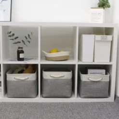 Itopfox Set Of 3 Large Fabric Storage Baskets, Collapsible Canvas Bins For Organizing Closet, Nursery, Toys, Clothes, Shoes - White & Grey 12 Itopfox Set Of 3 Large Fabric Storage Baskets, Collapsible Canvas Bins For Organizing Closet, Nursery, Toys, Clothes, Shoes - White & Grey -Kid's Home GUEST ca73723a 5c6f 4de3 9c7a 267f79b46947