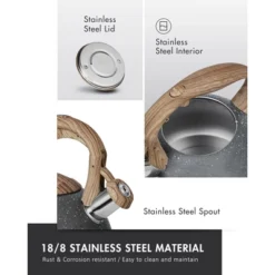 Itopfox Tea Kettle, 2.7 Quart With Wood Pattern Handle Loud Whistle Food Grade Stainless Steel Anti-Hot Handle Anti-Rust Finish Suitable For All Heat 10 Itopfox Tea Kettle, 2.7 Quart With Wood Pattern Handle Loud Whistle Food Grade Stainless Steel Anti-Hot Handle Anti-Rust Finish Suitable For All Heat -Kid's Home GUEST cab2992e b7b2 4e1e 8489 d818f7e587f6
