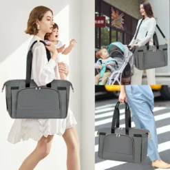 Itopfox Large Diaper Tote Bag With Changing Pad & Pacifier Case, Multi-Pocket Travel Baby Bag For Hospital & Maternity -Kid's Home GUEST cb032824 f40e 409b 9ea2 51b16243d499