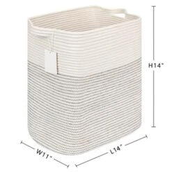 Itopfox Fabric Cotton Rope Storage Basket With Handles, Decorative Woven Basket For Living Room, Closet Organizer For Blankets, Toys, Laundry -Kid's Home GUEST cb7a292b 2785 461e 9417 ad00eead8407