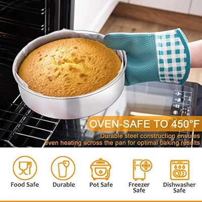 Itopfox Stainless Steel Bakeware Set, 9-Piece For Cake Cookie Loaf Muffin, Includes Round Square Rectangle Pans With Lid & Rack, Dishwasher Safe 2 Itopfox Stainless Steel Bakeware Set, 9-Piece For Cake Cookie Loaf Muffin, Includes Round Square Rectangle Pans With Lid & Rack, Dishwasher Safe - Image 2