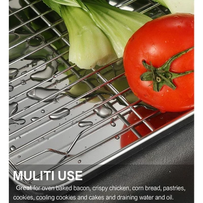 Itopfox Stainless Steel Baking Sheet Set With Cooling Racks & Silicone Mats, 9-Piece Oven Cookie Pan Kit For Easy Cleaning & Versatile Baking Needs 6 Itopfox Stainless Steel Baking Sheet Set With Cooling Racks & Silicone Mats, 9-Piece Oven Cookie Pan Kit For Easy Cleaning & Versatile Baking Needs - Image 6