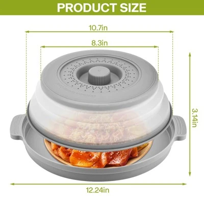 Itopfox Microwave Splatter Cover With Anti-scald Base Plate, Large Plastic & Silicone Vented Collapsible Guard Lid, Plate Holder & Kitchen Colander 5 Itopfox Microwave Splatter Cover With Anti-scald Base Plate, Large Plastic & Silicone Vented Collapsible Guard Lid, Plate Holder & Kitchen Colander - Image 5