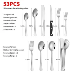 Itopfox 53-Piece Stainless Steel Flatware Set For 8 With Drawer Organizer, Includes Spoons, Forks, Steak Knives & Serving Utensils, Mirror Polished -Kid's Home GUEST cdb2f630 5cab 45f3 aaeb b74d2eb9dc3f