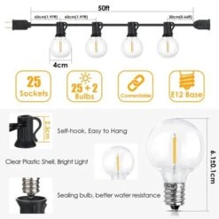 Itopfox 50Ft LED Outdoor String Lights With G40 Globe Bulbs, Dimmable Waterproof Hanging Lights For Patio, Warm White Shatterproof Bulbs Included -Kid's Home GUEST cdc7cd1d aa2b 4886 97e4 d52e59a0bcd5