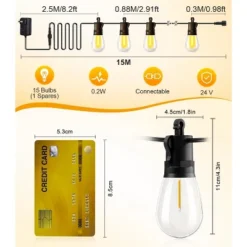 Itopfox Outdoor String Lights With Remote Control, 50Ft Waterproof Dimmable LED Patio Lighting, 15 Edison Bulbs For Backyard, Garden, Gazebo -Kid's Home GUEST cf078afb 47f7 470a 8e12 6002b9f86f9e