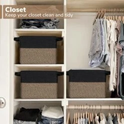 Itopfox Woven Storage Baskets For Organizing Towels, Books, Clothes, Shoes, Toys, And Baby Laundry - Perfect For Office, Closet, And Nursery Shelves -Kid's Home GUEST d0b25738 9c19 4ce6 ab58 08dd1c5f5b6b