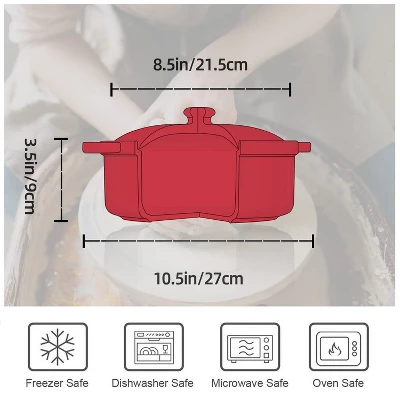 Itopfox Lace Emboss Casserole Dish With Lid, 2 Quart Ceramic Round Serving Dish For Oven To Table, Dinner And Party, Christmas Gifts In Classic Red 5 Itopfox Lace Emboss Casserole Dish With Lid, 2 Quart Ceramic Round Serving Dish For Oven To Table, Dinner And Party, Christmas Gifts In Classic Red - Image 5