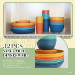 Itopfox Wheat Straw Dinnerware Set Of 32, Unbreakable Plates And Bowls For 8, Dishwasher Safe For Kitchen And Camping, Vibrant Series 11 Itopfox Wheat Straw Dinnerware Set Of 32, Unbreakable Plates And Bowls For 8, Dishwasher Safe For Kitchen And Camping, Vibrant Series -Kid's Home GUEST d4fcfd9b d909 4988 acc1 6c04f9da37b9
