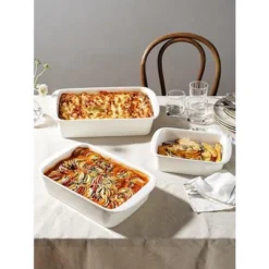 Itopfox Deep Ceramic Casserole Dishes Set With Roasting Racks, Large Lasagna Pans With Handles, Rectangular Bakeware For Oven, Gift For Mom, Set Of 3 -Kid's Home GUEST d55c1fb5 f5b2 4c20 b289 a4f4d6caadd4