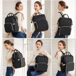 Itopfox Diaper Bag Backpack With Changing Station, 7-in-1 Travel Baby Diaper Bag, Mommy Bag With USB Port, Black -Kid's Home GUEST d7162ea2 1ef4 45aa b38e 152ef50cd5ac