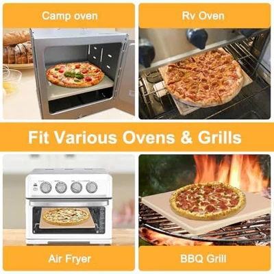 Itopfox 10 Inch Small Pizza Stone With Parchment Paper For Camp Oven, Rectangular Cordierite Baking & Grilling Stone For Grills And Air Fryers 4 Itopfox 10 Inch Small Pizza Stone With Parchment Paper For Camp Oven, Rectangular Cordierite Baking & Grilling Stone For Grills And Air Fryers - Image 4