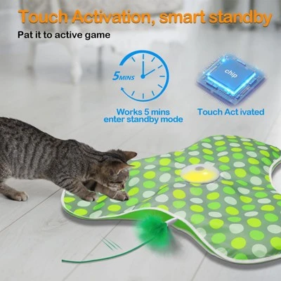 Itopfox Interactive Cat Toy With Moving Feathers & Real Mouse Sounds, Touch Activated Exercise Toy For Indoor Cats, Rechargeable 6 Itopfox Interactive Cat Toy With Moving Feathers & Real Mouse Sounds, Touch Activated Exercise Toy For Indoor Cats, Rechargeable - Image 6