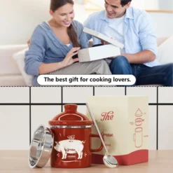 Itopfox Mini Bacon Grease Container With Strainer - Enamel Grease Saver, Farmhouse Bacon Grease Keeper For Kitchen Fat Storage, Dishwasher Safe 12 Itopfox Mini Bacon Grease Container With Strainer - Enamel Grease Saver, Farmhouse Bacon Grease Keeper For Kitchen Fat Storage, Dishwasher Safe -Kid's Home GUEST d83b6e73 0c87 4b82 83e8 23b68a943936