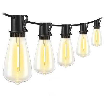Itopfox 25FT Outdoor String Lights With 10+1 LED Dimmable Waterproof Shatterproof ST38 Retro Edison Bulbs For Balcony Yard, Black 9 Itopfox 25FT Outdoor String Lights With 10+1 LED Dimmable Waterproof Shatterproof ST38 Retro Edison Bulbs For Balcony Yard, Black - Image 9