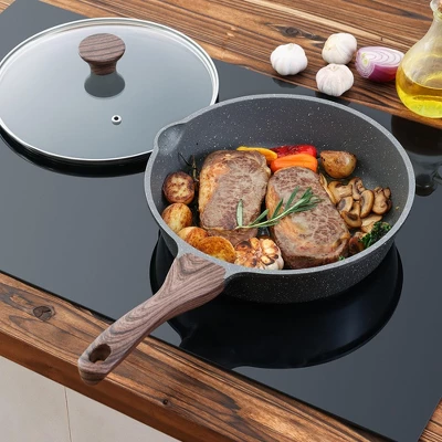Itopfox Nonstick Skillet With Lid, Deep Frying Pan, Saute Pan, Stay-cool Handle, Healthy Stone Cookware, Induction Compatible 8 Itopfox Nonstick Skillet With Lid, Deep Frying Pan, Saute Pan, Stay-cool Handle, Healthy Stone Cookware, Induction Compatible - Image 8