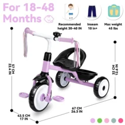 Itopfox Toddler Tricycle For Ages 2-4 Years, Kids Trike With Bell And Back Basket, 3 Wheel Bike Riding Toy Gift For Girls, Purple -Kid's Home GUEST d99e35af 9d3e 4c42 93f0 cec14a6c5a54