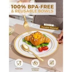 Itopfox 180-Piece Gold Plastic Cutlery Set - Disposable Flatware For Parties, Weddings, Thanksgiving - Includes Forks, Knives, Spoons