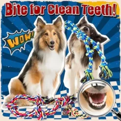 Itopfox Heavy Duty Dog Toy For Aggressive Chewers – Tough Chew Toys For Large Dogs, Ideal For Tug-of-War & Teeth Cleaning, With 3 Rope Toys