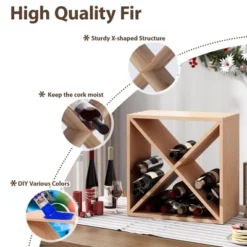 Itopfox 24 Bottle Wine Rack Holder Compact Cellar Cube Bar Storage Kitchen Decor Wood Display Home, Natural -Kid's Home GUEST db4f06fa af4f 4cf8 a80c d84fd64e6817