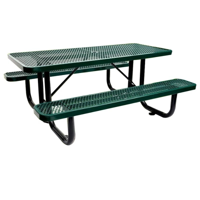 Itopfox Outdoor Steel Picnic Table With Umbrella Hole, Heavy-Duty Weatherproof Dining Table For Patio, Backyard, Garden, Rustproof Finish, Green 7 Itopfox Outdoor Steel Picnic Table With Umbrella Hole, Heavy-Duty Weatherproof Dining Table For Patio, Backyard, Garden, Rustproof Finish, Green - Image 7
