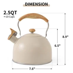 Itopfox Stovetop Tea Kettle With Whistling Feature, 2.5 Quart Capacity, Food-Grade Stainless Steel Construction, Wooden Handle, Creamy White Finish 12 Itopfox Stovetop Tea Kettle With Whistling Feature, 2.5 Quart Capacity, Food-Grade Stainless Steel Construction, Wooden Handle, Creamy White Finish -Kid's Home GUEST dc5167b2 58eb 48da bfcf c4ad0c4b7e87