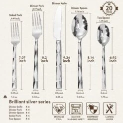 Itopfox Luxury 20-Piece Flatware Set For 4, 18/10 Stainless Steel Cutlery With Diamond Cut Design, Mirror Polished, Dishwasher Safe For Home, Wedding