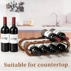 Itopfox Adjustable Wine Rack And Water Bottle Organizer For Cabinet And Countertop - 2 In 1 Acacia Wood Storage Solution -Kid's Home GUEST df2e8775 b974 4826 a14b 7c049ba261cb