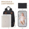 Itopfox Expandable Diaper Backpack For Twins, Dual Compartments, Includes Changing Pad & Stroller Straps, Unisex Black, 26-36L