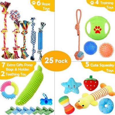 Itopfox Dog Toys 25 Pack For Fun And Teeth Cleaning, Puppy Chew Toys With Squeak Plush Toy, Squeaky Toy Balls, Tug Of War And Rope Toys For Puppy 1 Itopfox Dog Toys 25 Pack For Fun And Teeth Cleaning, Puppy Chew Toys With Squeak Plush Toy, Squeaky Toy Balls, Tug Of War And Rope Toys For Puppy