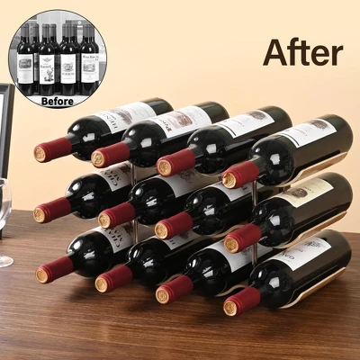 Itopfox Countertop Wine Rack - 12 Bottle Freestanding Wine Holder Stand - 3 Tier Wooden Storage - Wavy Organizer For Cabinet Pantry Kitchen Bar 1 Itopfox Countertop Wine Rack - 12 Bottle Freestanding Wine Holder Stand - 3 Tier Wooden Storage - Wavy Organizer For Cabinet Pantry Kitchen Bar