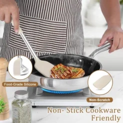 Itopfox 5-Piece Silicone Kitchen Utensil Set With Stainless Steel Handles For Nonstick Cookware, Heat-Resistant & Easy To Clean, Khaki -Kid's Home GUEST e24ae410 42e4 4658 948f 9cb3454c27cc