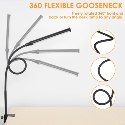 Itopfox LED Desk Lamp With Clamp, Eye-Caring Clip Light For Home Office, 3 Colors Full Brightness, Flexible Gooseneck USB Table Lamp 3 Itopfox LED Desk Lamp With Clamp, Eye-Caring Clip Light For Home Office, 3 Colors Full Brightness, Flexible Gooseneck USB Table Lamp - Image 3