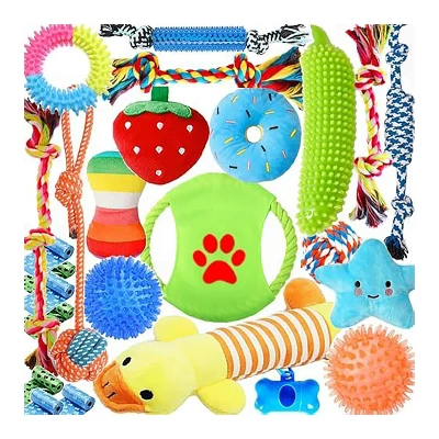 Itopfox Dog Toys 25 Pack For Fun And Teeth Cleaning, Puppy Chew Toys With Squeak Plush Toy, Squeaky Toy Balls, Tug Of War And Rope Toys For Puppy 7 Itopfox Dog Toys 25 Pack For Fun And Teeth Cleaning, Puppy Chew Toys With Squeak Plush Toy, Squeaky Toy Balls, Tug Of War And Rope Toys For Puppy - Image 7