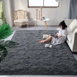 Itopfox Fluffy Dark Grey Area Rug For Bedroom Living Room, Soft Plush Shaggy Deep Gray Kids Rug, Non-Slip And Machine Washable Carpet For Dorm Decor -Kid's Home GUEST e3ca186b 9f01 47c8 8c48 ffb8296b5094