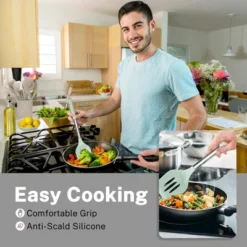 Itopfox 28-Piece Silicone Cooking Utensil Set With Holder, Heat-Resistant Spatula, Tongs, And Stainless Steel Handles, Non-Stick Kitchen Gadgets -Kid's Home GUEST e4725910 a735 4d92 b004 b62b82fb4344