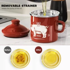 Itopfox Mini Bacon Grease Container With Strainer - Enamel Grease Saver, Farmhouse Bacon Grease Keeper For Kitchen Fat Storage, Dishwasher Safe 9 Itopfox Mini Bacon Grease Container With Strainer - Enamel Grease Saver, Farmhouse Bacon Grease Keeper For Kitchen Fat Storage, Dishwasher Safe -Kid's Home GUEST e51e278c da28 4c7d ac34 00e63ff80f84