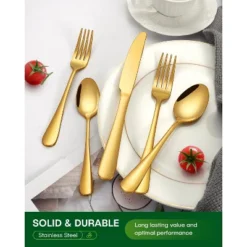 Itopfox 20-Piece Gold Silverware Set For 4, Stainless Steel Flatware Cutlery Set With Knife, Fork, Spoon, Mirror Polished Finish, Dishwasher Safe -Kid's Home GUEST e52d2c0b 003b 404b 88b6 c4387d8f472f