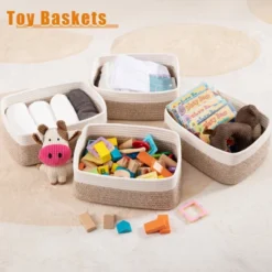 Itopfox 4 Pack Woven Storage Baskets, Small Decorative Bins For Shelves Organizer Baskets For Home, Office, Baby Room, Living Room, Bedroom, Bathroom -Kid's Home GUEST e5ef30ef 530d 4ca5 a48c a5bc1901ecde