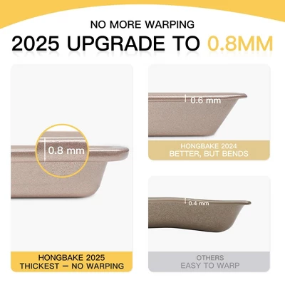 Itopfox Nonstick Cookie Sheet Pan Set Of 3, Heavy Duty Baking Trays With Diamond Texture, Oven Safe For Even Baking, Elegant Champagne Gold Finish 1 Itopfox Nonstick Cookie Sheet Pan Set Of 3, Heavy Duty Baking Trays With Diamond Texture, Oven Safe For Even Baking, Elegant Champagne Gold Finish