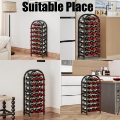 Itopfox Freestanding Floor Wine Rack - Metal Holder Stand Organizer For 23 Bottles, Black, Space-saving Design -Kid's Home GUEST e680d0c2 1fd6 447b a725 58eaa87c2508