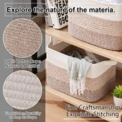 Itopfox Woven Storage Basket, Cotton Rope Basket For Toys, Towels, Bathroom, Living Room, Bedroom - Pack Of 3, Gradient Yellow -Kid's Home GUEST e7124deb cdfa 4838 9cee 7d6f7ca17c97