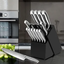 Itopfox Premium Kitchen Knife Set With Wooden Block & Built-in Sharpener - 15-Piece Chef, Slicing, Santoku, Bread, Utility, Paring & Steak Knives 10 Itopfox Premium Kitchen Knife Set With Wooden Block & Built-in Sharpener - 15-Piece Chef, Slicing, Santoku, Bread, Utility, Paring & Steak Knives -Kid's Home GUEST e7fe484f 1282 49be 90d2 2158cb797a7e